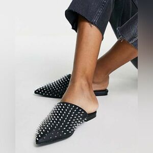 Steve Madden Black Spiked Mules